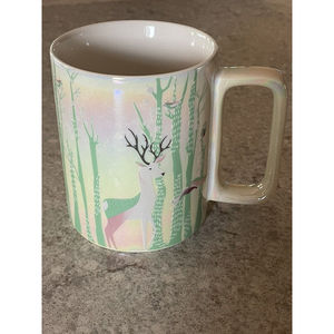 Rare Starbucks 2020 Holiday Christmas Mug Cup Deer Iridescent Opal Ceramic 14 oz
